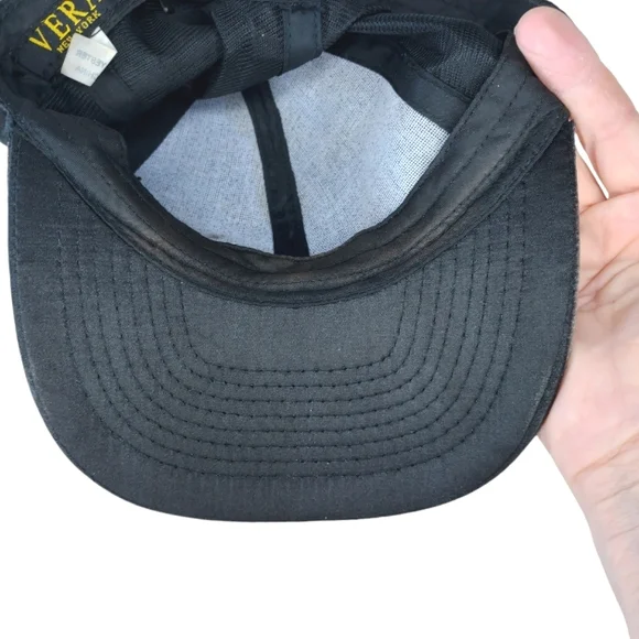 Vera New York Women Black Satin Embellished Gold Greek Key Cap Hat NWOT NEW - Picture 8 of 9